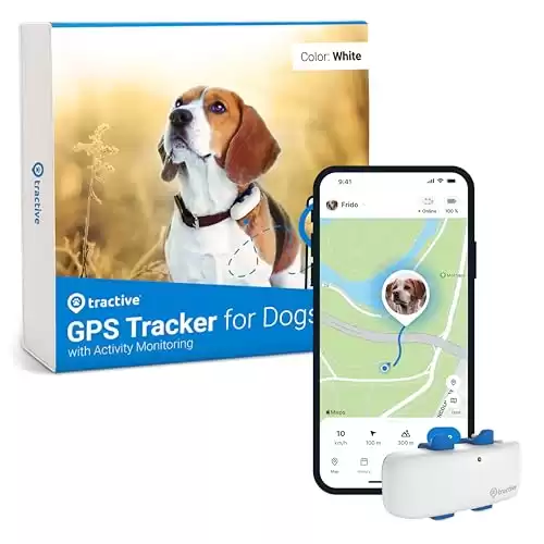 Tractive GPS Tracker for Dogs Waterproof, GPS Location & Smart Pet Activity Tracker, Unlimited Range, Works with Any Collar (White)