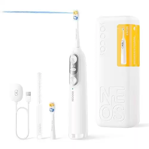 Soocas NEOS II - Electric Toothbrush with Water Flosser, Sonic Electric Toothbrush for Adults, Water Flosser for Teeth, Portable Cordless Flossing Toothbrush, 100% Plaque Removal, Pearl White