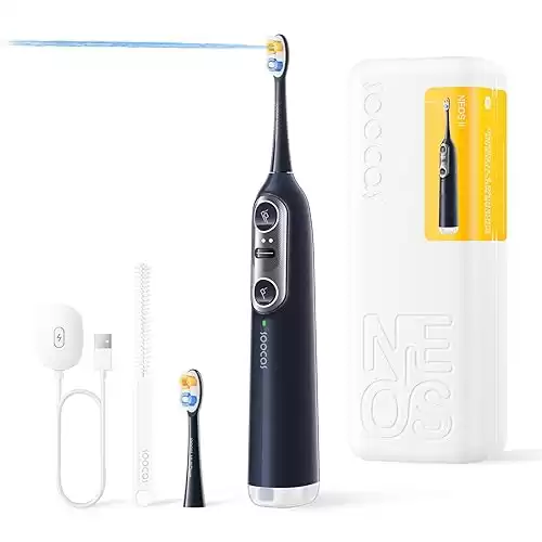 Soocas NEOS II - Electric Toothbrush with Water Flosser, Sonic Electric Toothbrush for Adults, Water Flosser for Teeth, Portable Cordless Flossing Toothbrush, 100% Plaque Removal, Dark Violet