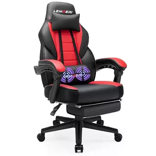 LEMBERI Video Game Chairs with footrest, Big and Tall Gamer Chair for Adults, 400lb Capacity, Racing Style Computer Chair with Headrest and Lumbar Support