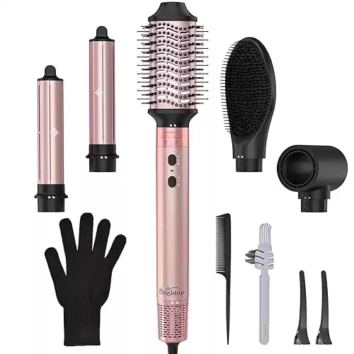 Brightup Air Styler, Professional Hair Dryer Brush with 110,000 RPM High-Speed Negative Ionic Blow Dryer, Auto Wrap Curlers, Multi Hair Styler for Fast Drying Styling Curling Straightening Volumizing