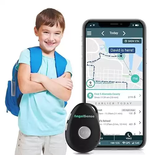 AngelSense Personal GPS Tracker for Kids, Teen, Autism, Special Needs, Elderly, Dementia 2-Way Auto-Answer Speakerphone & SOS Button School Bus Tracking Subscription Requi...