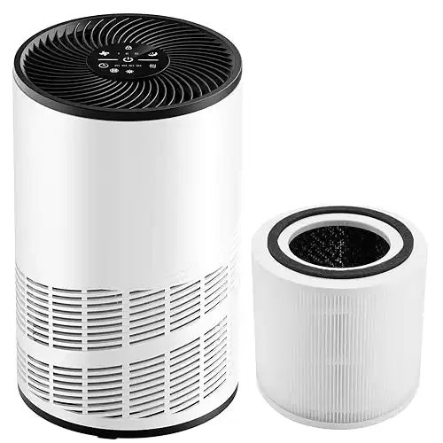 OLIXIS Air Purifier with An Replacement 3-in-1 HEPA Filter, Portable Air Cleaner with PM2.5 Monitor for Home Bedroom, Covers Up to 1200ft² by Low Noise BLDC, Remove Dust Smoke Pollutants Odor, White